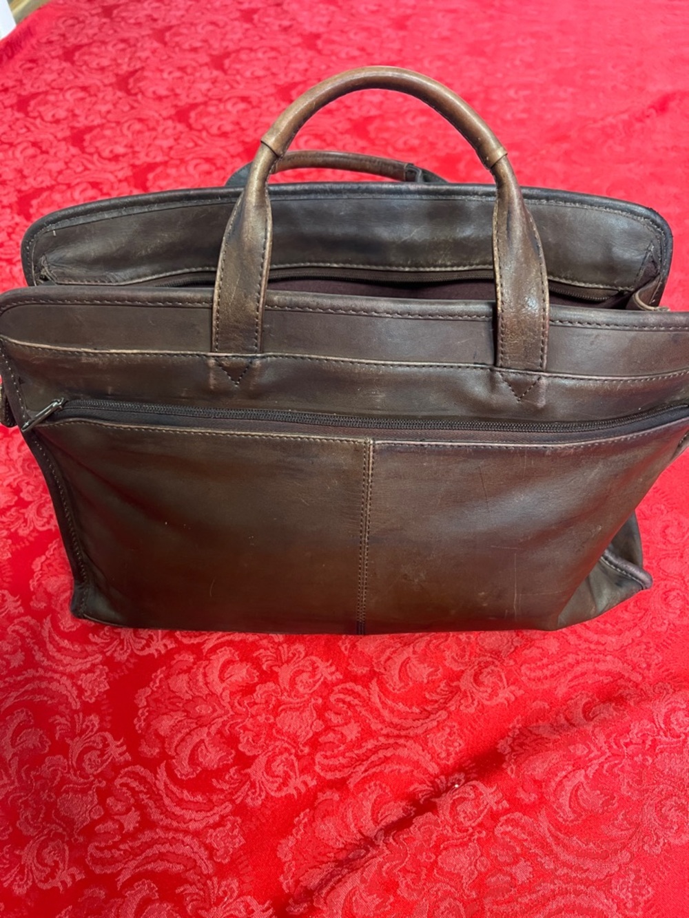 Brown Leather Briefcase Laptop Bag Business Attache Case Top Handle